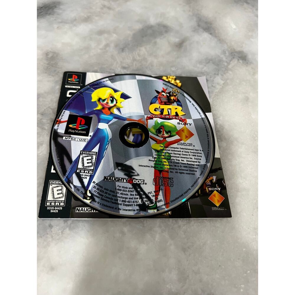 Crash Team Racing CTR PS1 Black Label Disc & Manual Sony PlayStation NTSC-U/C